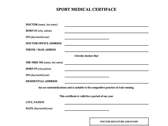 Medical Certificate Form